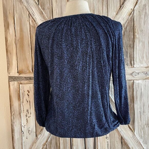 Michal Kors Blue and Black Blouse Top Size PM EUC - Picture 5 of 7